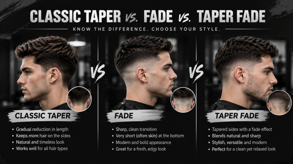 Classic Taper vs. Fade vs. Taper Fade