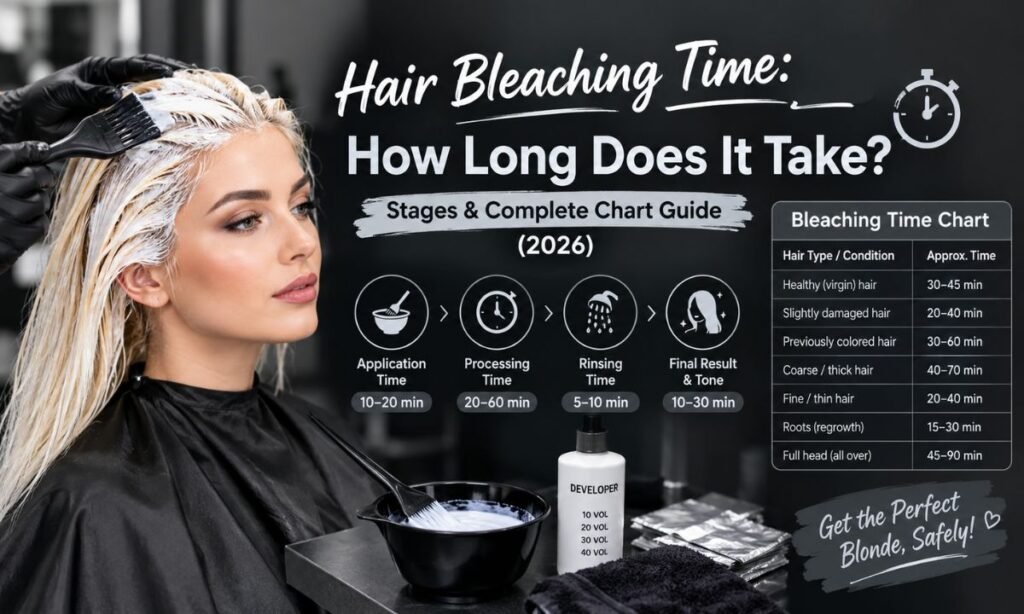 Hair Bleaching Time: How Long Does It Take? Stages & Complete Chart Guide (2026)