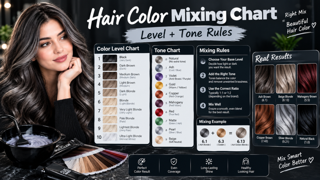 Hair Color Mixing Chart Level + Tone Rules
