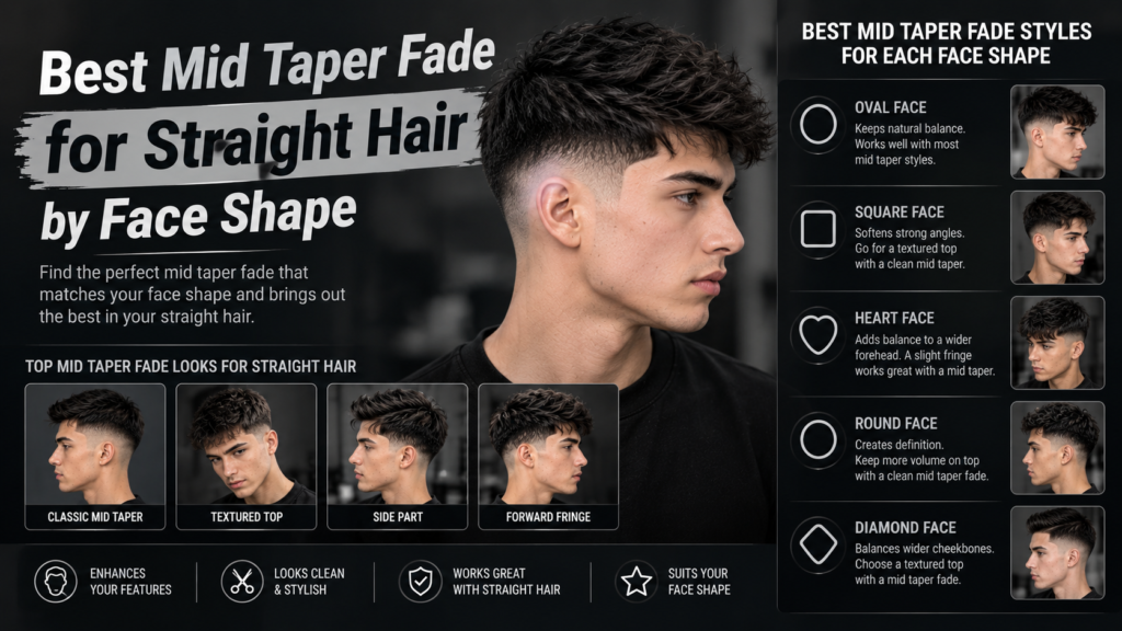Best Mid Taper Fade for Straight Hair by Face Shape