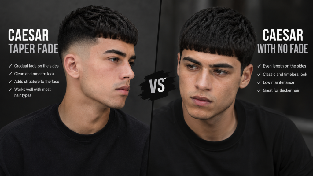 Caesar Taper Fade vs Caesar With No Fade