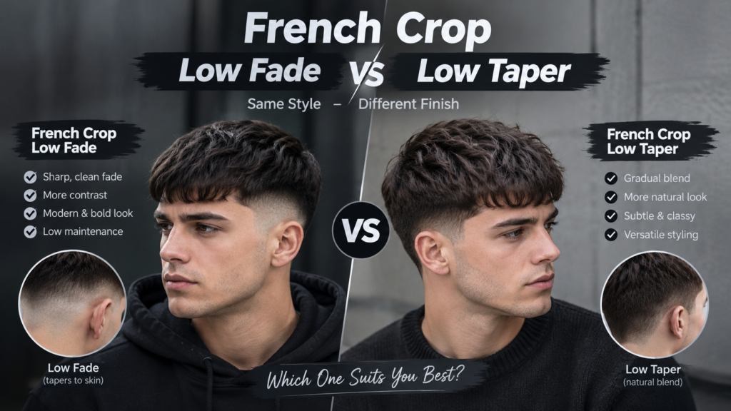 French Crop Low Fade vs French Crop Low Taper