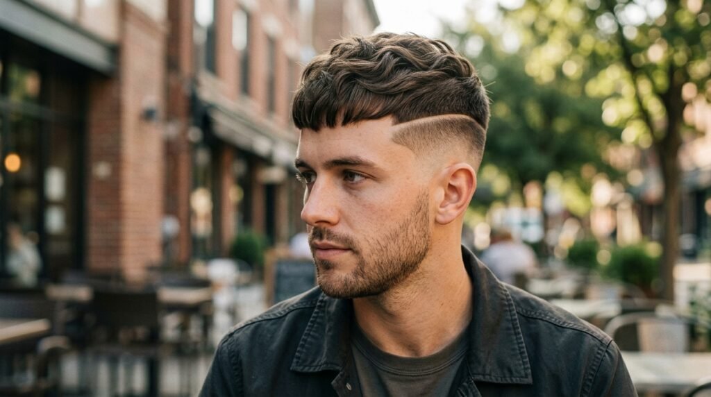 French Crop Low Fade with Hard Part