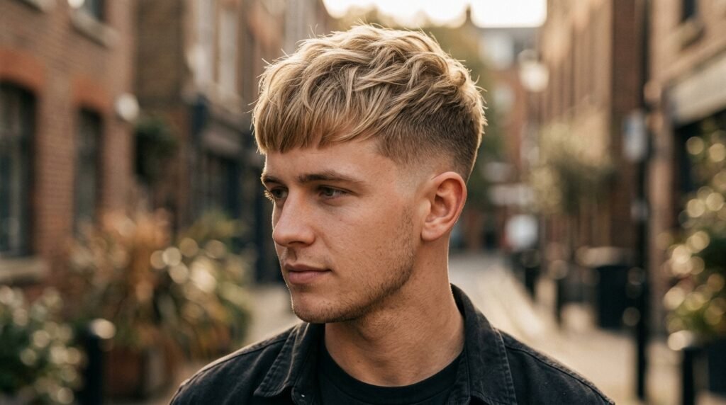 French Crop Low Taper Blonde Hair