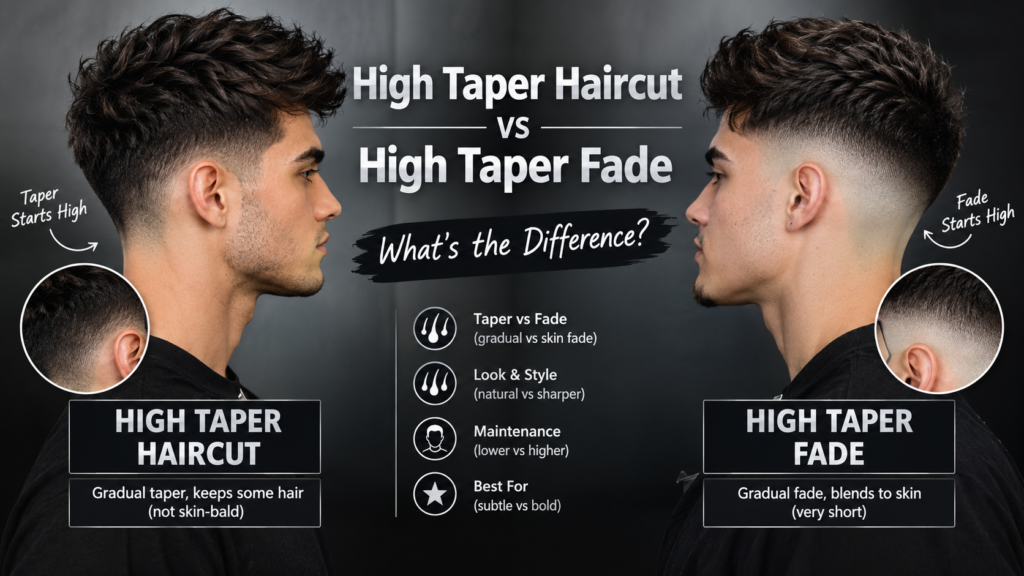 High Taper Haircut vs High Taper Fade Whats the Difference