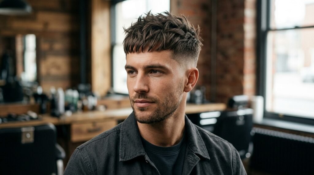 Messy French Crop Low Taper Fade
