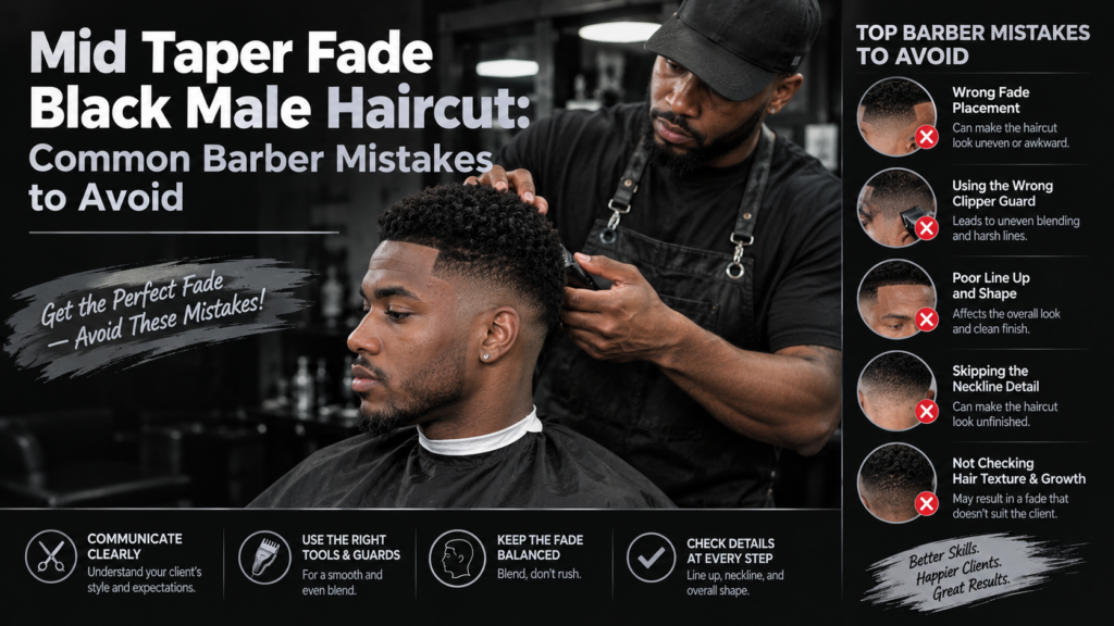 Mid Taper Fade Black Male Haircut Common Barber Mistakes to Avoid