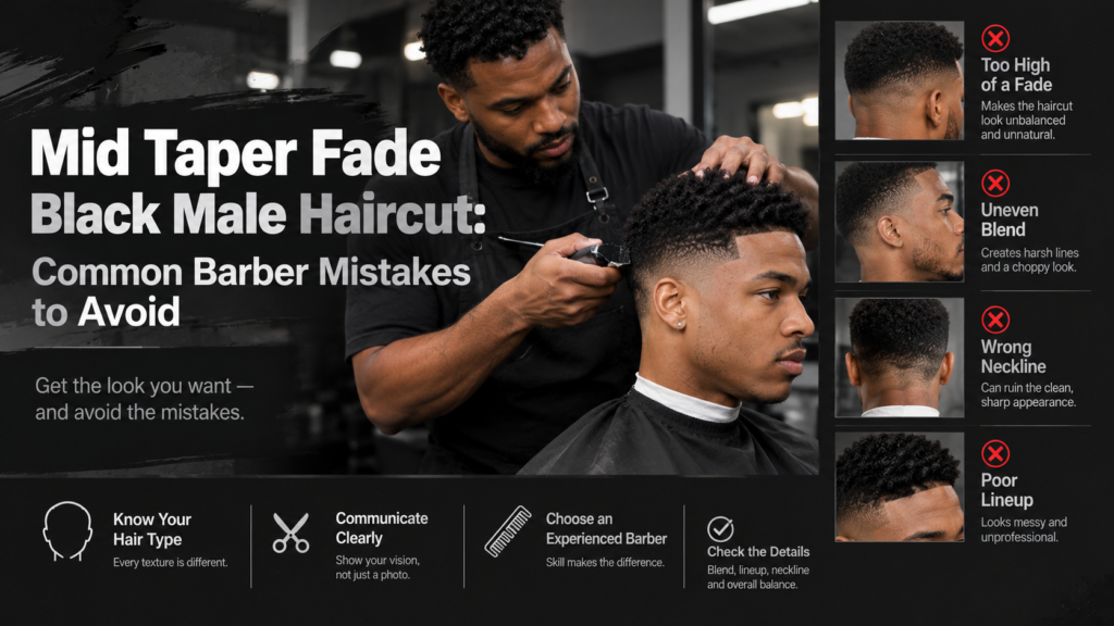 Mid Taper Fade Black Male Haircut Common Barber Mistakes to Avoid 