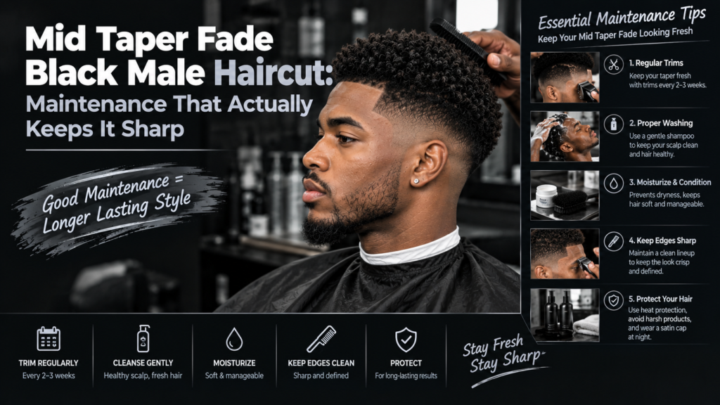 Mid Taper Fade Black Male Haircut Maintenance That Actually Keeps It Sharp