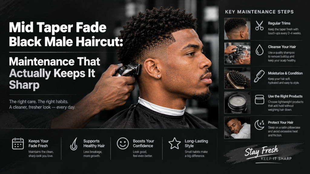 Mid Taper Fade Black Male Haircut Maintenance That Actually Keeps It Sharp 