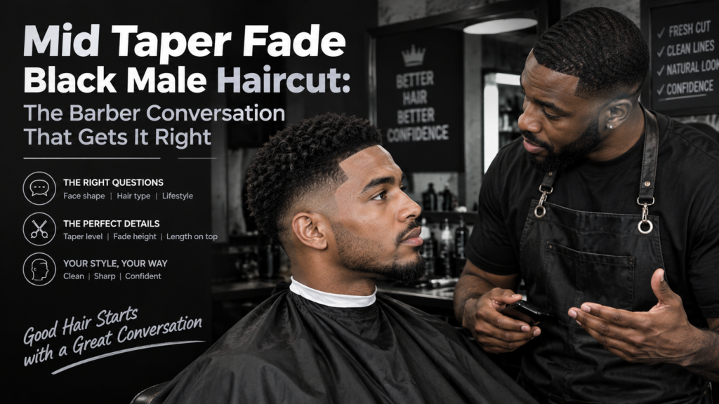 Mid Taper Fade Black Male Haircut The Barber Conversation That Gets It Right