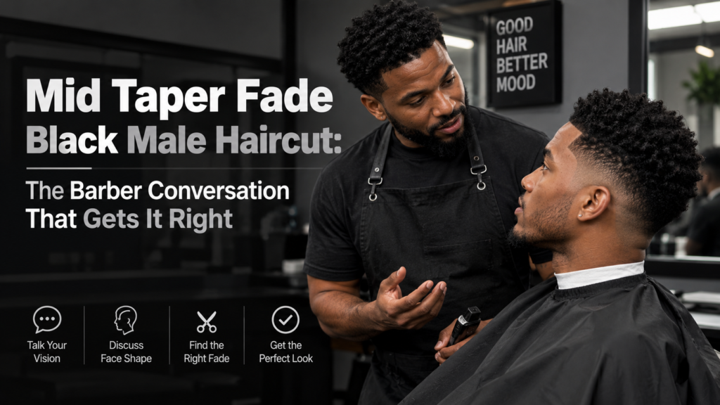 Mid Taper Fade Black Male Haircut The Barber Conversation That Gets It Right 