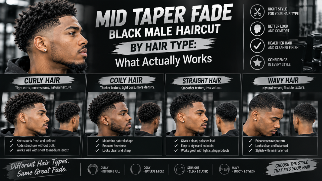 Mid Taper Fade Black Male Haircut by Hair Type What Actually Works