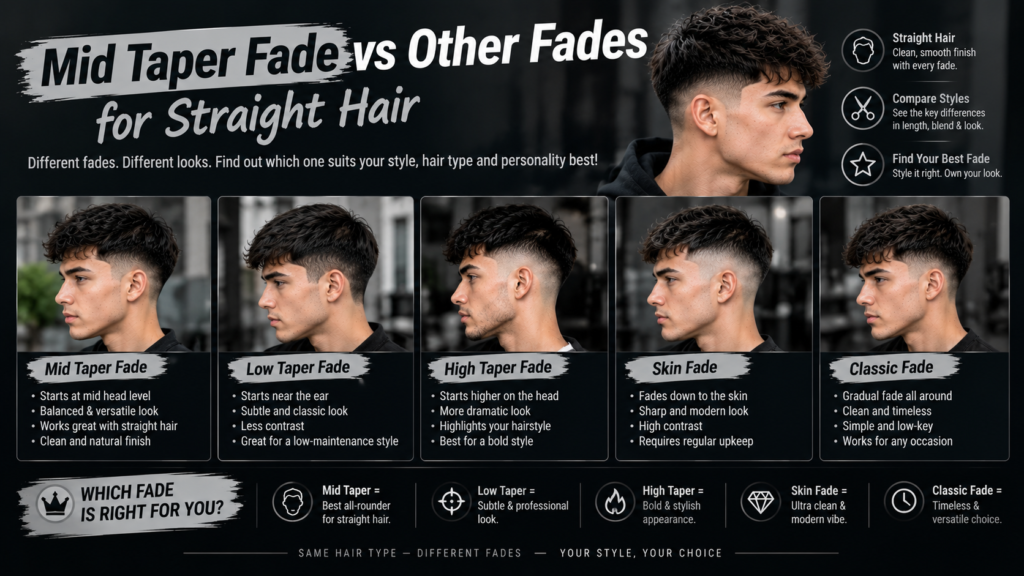 Mid Taper Fade vs Other Fades for Straight Hair