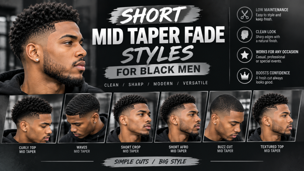 Short Mid Taper Fade Styles for Black Men