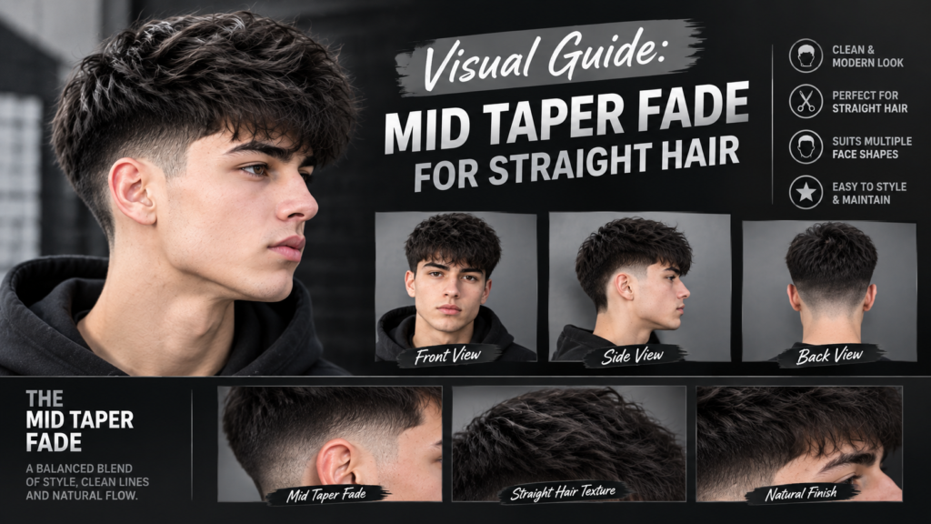Visual Guide Mid Taper Fade for Straight Hair